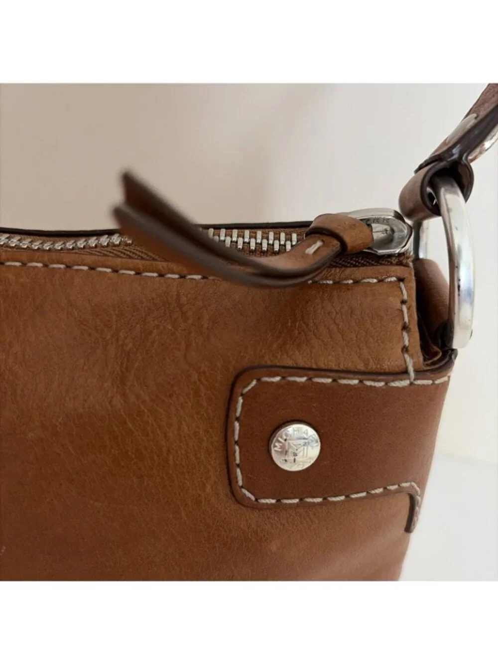 Michael Kors Astor Leather Mini Shoulder Bag Brown Gunmetal Studs VTG Y2K 2005